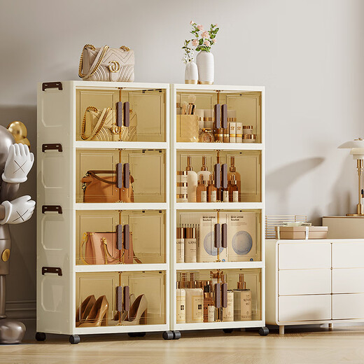 Quanpin House storage cabinet box storage simple wardrobe snacks clothes kitchen folding multi-layer installation-free bedside storage cabinet thickened and reinforced upgraded model 60 wide four layers next day fast delivery, door-to-door delivery