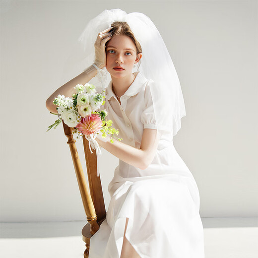 
Fan Silan French age-reducing first love white skirt for women in summer 2024 new style collar dress 24FS12056 white L