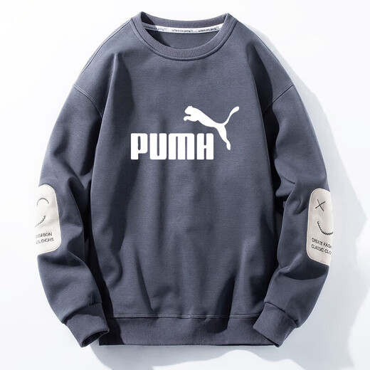 Men's sweatshirt autumn and winter thickened velvet round neck printed long-sleeved T-shirt men's large size casual bottoming shirt jacket suit brick red (spring and autumn) XL