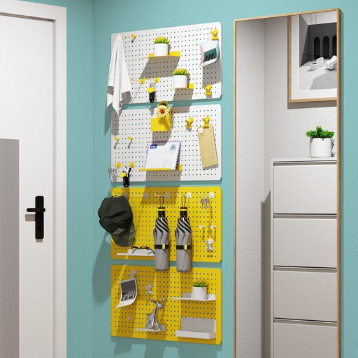 Jianyao wall hole board storage rack metal punch-free bedroom living room decorative partition wall hanging entrance storage display rack large nail-free box