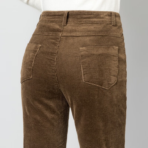 Ubers autumn and winter elastic corduroy harem pants for women with small feet pants carrot pants loose casual and velvet warm velvet pants for women brown (single layer) 9901 34 (waist circumference 2 feet 7)