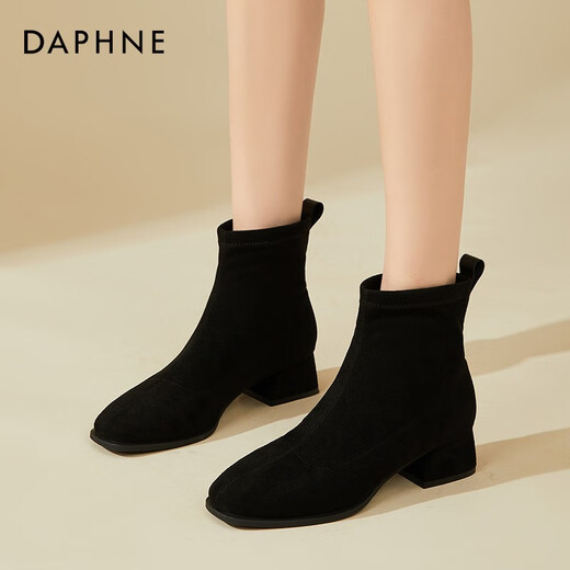 Daphne Matte короткие ботинки для женщин весной и осенью 2023 г. Новые сапоги для овчины одиночные сапоги ретро толстые каблуки Тонкие ботинки Martin Boots Black 37