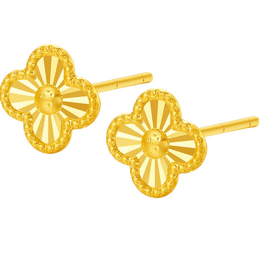 Liuguifu Jewelry K gold earrings glare four-leaf clover yellow 18k gold earrings fashion earrings EK0200083 about 0.07g