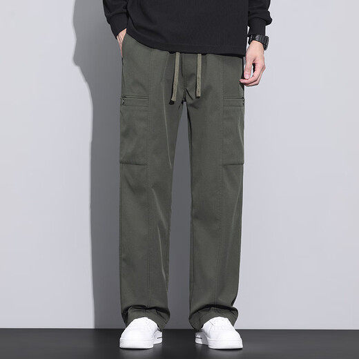 
KILO METERS American workwear casual pants men's straight loose 2025 new spring and autumn trend versatile sports wide-leg long pants 9856 black M _Suggested weight (100-110Jin [Jin equals 0.5 kg])