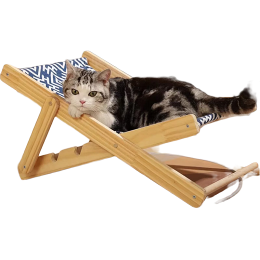 Zigman sisal cat nest summer cat scratching board nest lounge chair cat bed sofa wear-resistant foldable solid wood adjustable cat claw board canvas hammock cat lounge chair