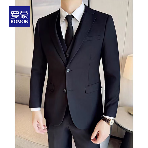 Luo Meng suit suit men's business casual professional formal wear groom wedding dress slim groomsmen jacket small suit men black single top 4XL