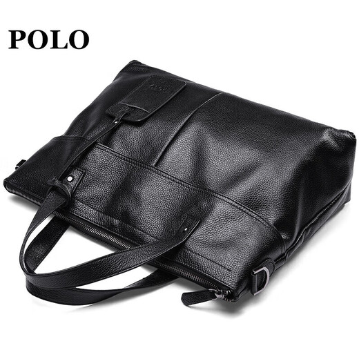 POLO briefcase men's official handbag first-layer cowhide business 14-inch computer bag birthday gift for boyfriend