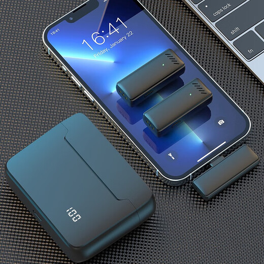 SevenLove hot-selling 10w+ noise reduction reverb wireless lavalier microphone one-to-two sound card radio microphone outdoor live broadcast interview Little Bee mobile phone computer camera monitoring and recording one-to-two Apple Lightning+ charging compartment plug and play