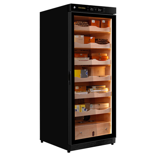 Meijing (raching) C330A solid wood constant temperature and humidity cigar cabinet, precise temperature control and humidity control humidifier, real air-cooled, frost-free household cigar cabinet, starry sky black (Spanish cedar wood shelf)