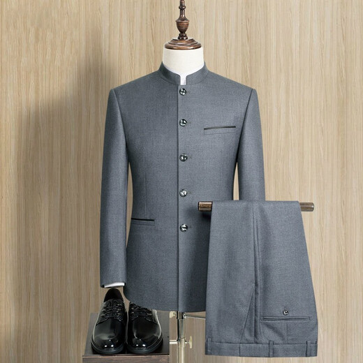 Yuanjie zhongshan costume jeune col chinois de slim chinois costume de style chinois tang costume de mariée chinoise vêtements masculins noirs de la placque brillant (top + pantalon + chemise) 175b