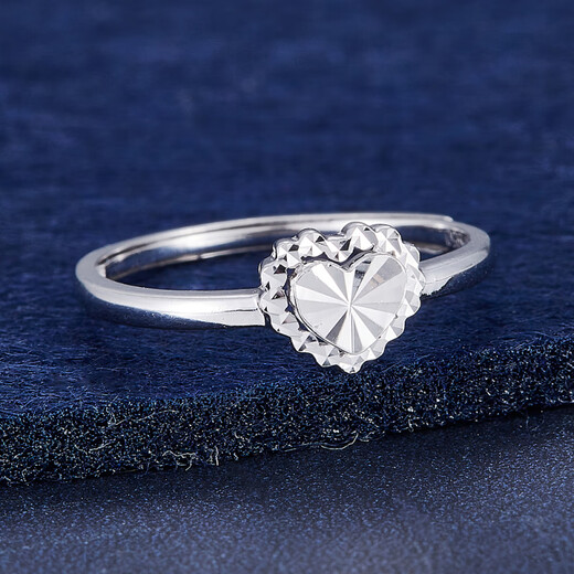 Laomiao platinum colorful heart-shaped imitation diamond crown ring, eternal knot concentric ring, about 2.2g