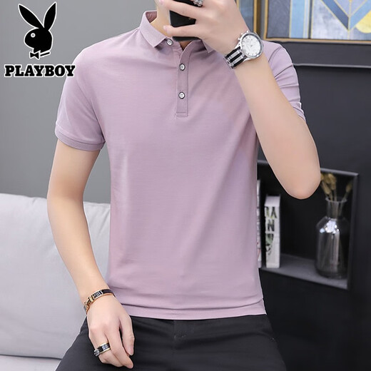 
Playboy high-end short-sleeved T-shirt men's summer white half-sleeved lapel Polo business casual shirt half-sleeved top men's clothing 757 white XL