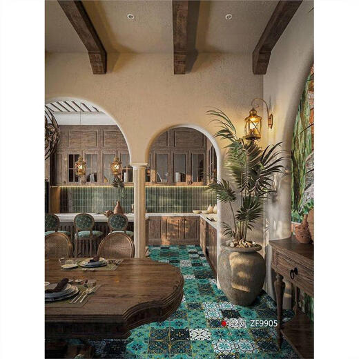 Bohemian Thangka Tile Balcony Brick 600x600 Milk Tea Mope Shop Parquet Tiles Индийский этнический стиль ZF9902 (обратитесь к обслуживанию клиентов, прежде чем разместить заказ)