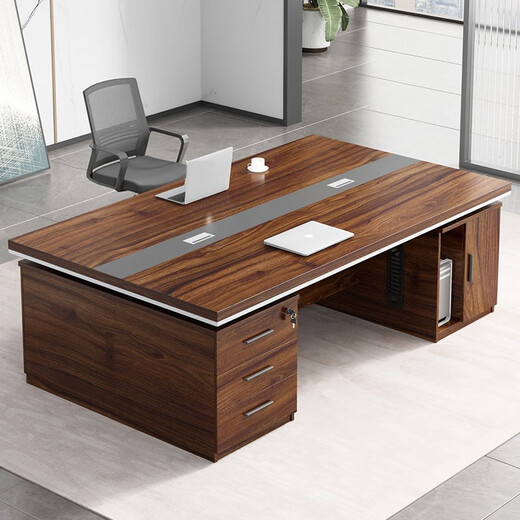 Boxen Boss Desk Double Desk Face to Face Combination Financial Desk Staff Desk Employee Desk Opposite Two Computer Desk 1.6 Meter Double Black Oak