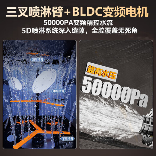 SUPOR 16 sets of built-in dishwashers with large capacity, upgraded three-fan drying 110, hot air drying, super first-class water efficiency, frequency conversion five-arm hurricane washing WDQ1609W