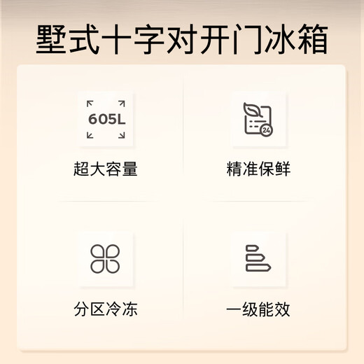 SIEMENS fresh-keeping monster 605L cross-door refrigerator, ultra-large capacity, precise fresh-keeping, first-class energy efficiency, frost-free refrigeration, white K56L20CMEC, national subsidy