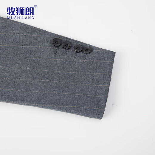 Mushilang sheep wool suit men's high-end business professional formal groom's vertical striped wedding dress for men
