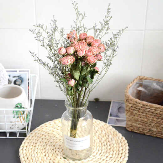 AIMAN flowers real flowers multi-headed small roses dried flowers Yunnan air-dried DIY small fresh ins bouquet living room decoration ornaments stunning bubble four colors 10 pieces dried flower bag