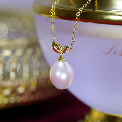 Yue Fei Jewelry Freshwater Pearl Pendant Sprout S925 Silver Water Drop Slightly Flawed 9-10mm High Light Pearl Single Pendant