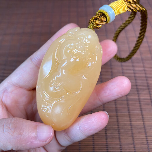 Knock Knock Love Huanglong Jade God of Wealth Handpieces Three-dimensional Engraved Paper Toy Pieces Jade Handle Pieces Jewelry Jade Men's Hand Accessories