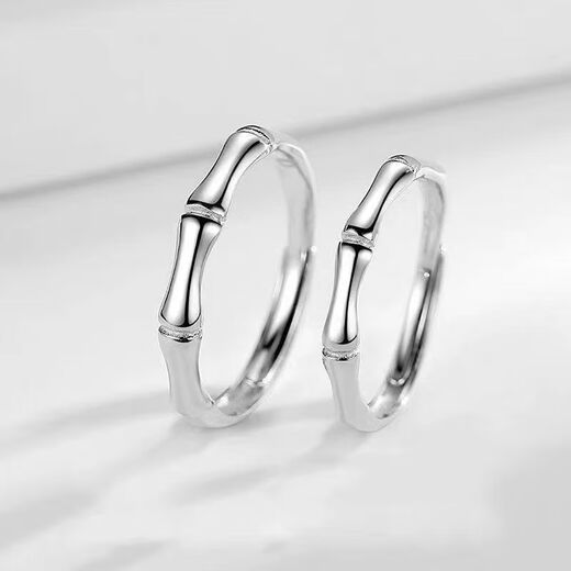 Wash your hands and don't take them off S925 silver bamboo ring, simple niche cold style couple ring, male and female pair, bamboo ring J032 couple pair, opening adjustable