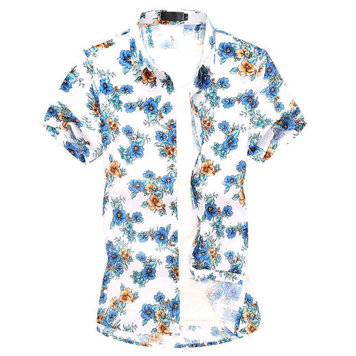 Chang Luzhu Summer New Style Herrenhemd für Männer mit kurzärärmernem Herren-Blumenhemd kurzärmelig schlanker gedruckter kurzärmeliger Hemd Herren-Top 7029 m