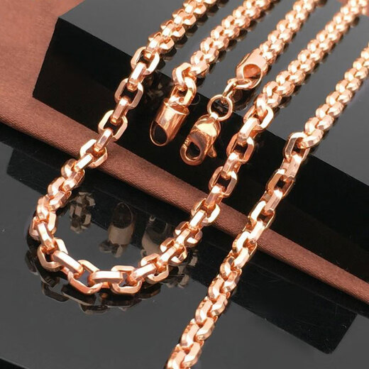 Fat Donglai's same rose gold necklace men's Russian 585 purple gold plated 14K Italian thick men's and women's tank necklace (with 60CM rose gold chain)