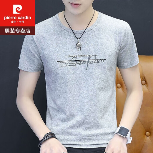 Pierre Cardin Camiseta Manga corta para hombres 2024 Camiseta de seda de hielo para hombres NUEVA Camiseta de verano de algodón puro de algodón puro C-CONE Q655 PINK M 85-110JIN [Jin equivale a 0.5 kg]