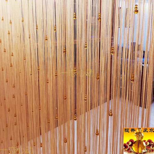 BPE door curtain partition Fengshui curtain entrance door gourd line curtain bead curtain crystal bead line curtain hanging curtain decorative curtain champagne color width 1 meter * 2 meters high Single layer encryption