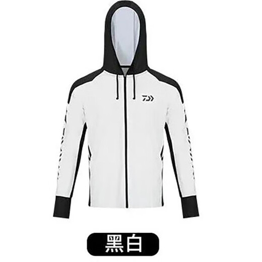 DAIWA spring and summer fishing sun protection clothing DE-5025CS 25 sun protection quick-drying hooded fishing clothing black and white M