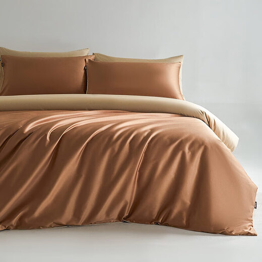Duo Love the four-piece set of bed 100 light luxury cotton sheets and quilt covers four-piece set of 1.8 bed 229*230cm orange