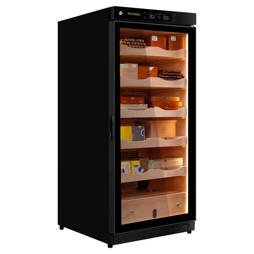 Meijing (raching) C230A solid wood constant temperature and humidity cigar cabinet, precise temperature control and humidity control humidifier, real air-cooled, frost-free household cigar cabinet, starry sky black (Spanish cedar wood shelf)