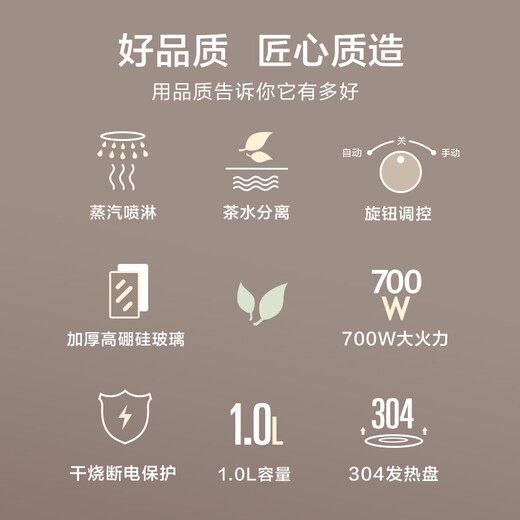 SUPOR Health Pot Tea Boiler Tea Kettle Tea Kettle Hot Water Kettle Electric Kettle Mini Glass Flower Teapot Glass Office Home Knob Adjustment SW-10C01