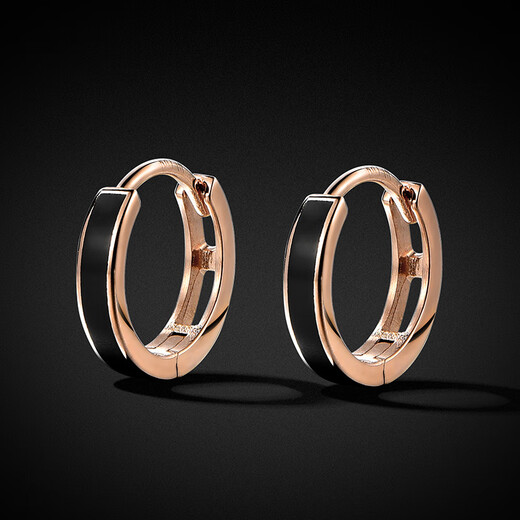 Mingyang Zhuhai 18K gold white gold rose gold earrings men's earrings single light luxury simple high-end circle earrings earrings small 18K gold gold earrings single