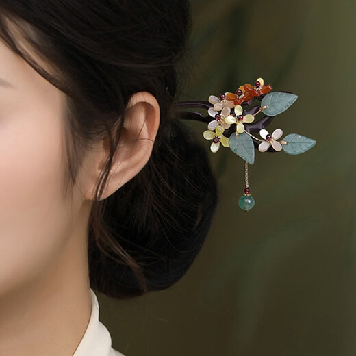 Kamalon Hairpin Women's Ancient Style Black Sandalwood Hairpin Simple Modern High-end Wooden Hairpin Cheongsam Hanfu Headwear Plate Hairpin Shaking Hairpin Jiuli Xiang Hairpin