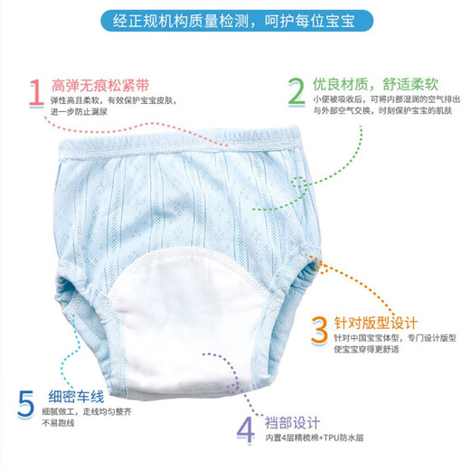 迪尼贝儿（DNBR）训练内裤男宝宝女如厕戒尿布裤兜防尿裤防水防漏可洗婴儿隔尿内裤 女宝款M- 3条装 【推荐16-24斤】