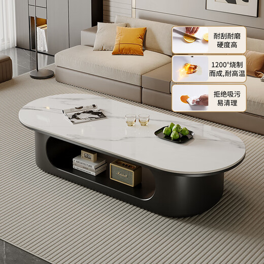 Home Light Luxury Slate Tea Household Small Apartment Simple and High-end Living Room Modern TV Cabinet Combination 2025 New Model Bright Snow Mountain White Slate 120*60*40cm