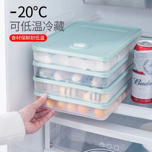 Dumpling storage box, refrigerator crisper, freezer tray for frozen dumplings, multi-layer quick-frozen fresh-keeping box, dumpling box, household dumpling freezing box, wonton box, quick-frozen food storage box, dumpling box, transparent model, 1 layer, 1 lid, can hold 60 dumplings