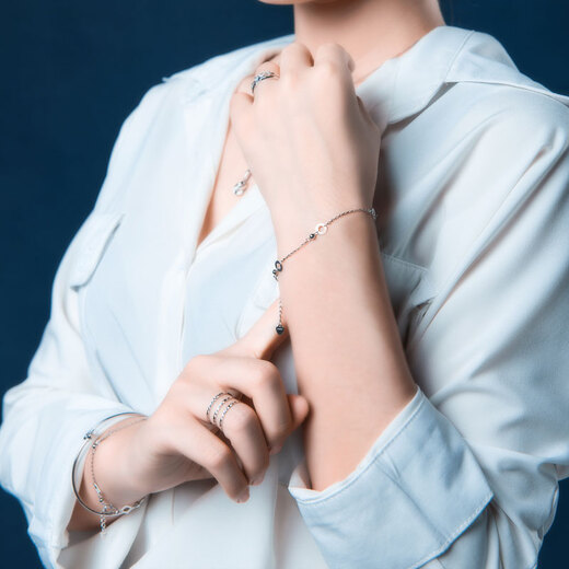 Pt.Charm platinum bracelet women's light luxury round Sansheng III pt950 new platinum extension bracelet as a gift for wife, ready stock 2.70-2.80g, chain length 16+3CM