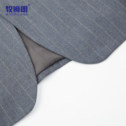 Mushilang sheep wool suit men's high-end business professional formal groom's vertical striped wedding dress for men
