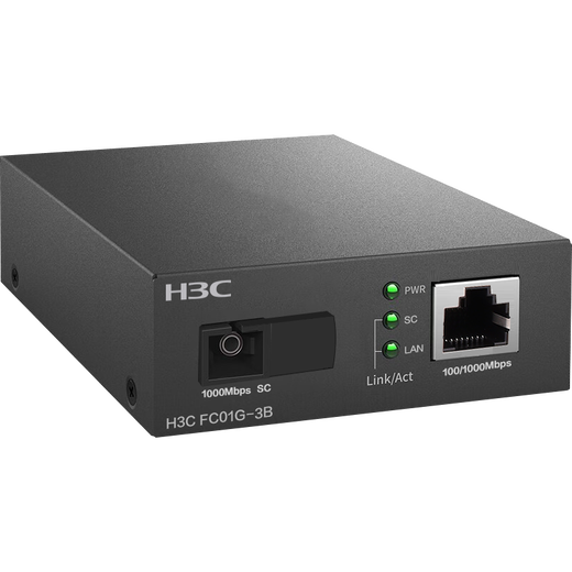 华三（H3C）光纤收发器千兆单模单纤光电转换器 3公里SC接口（单只装）FC01G-3B