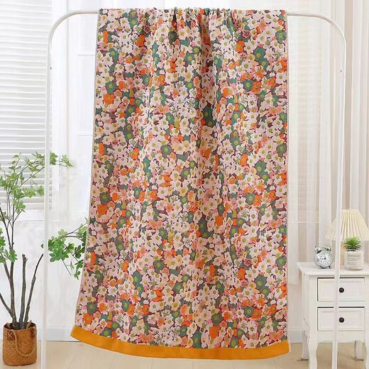 80*160 cm gauze bath towel, pure cotton, thickened and enlarged, beach sports wrap, travel nap blanket, colorful flowers 80*160