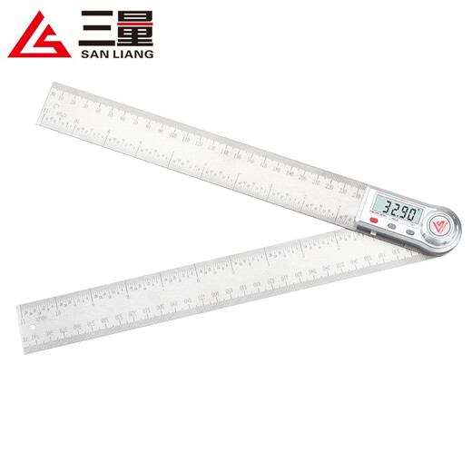 Three-quantity 90-degree measuring instrument multi-function digital display angle ruler universal energy angle ruler protractor woodworking high precision JDC06 0-300mm (stainless steel ruler body)