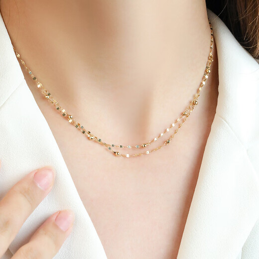 Chiba Jewelry 18K gold chain brand Galaxy Ball KISS lip chain new clavicle chain gift for girlfriend 18k gold necklace chain length about 45cm