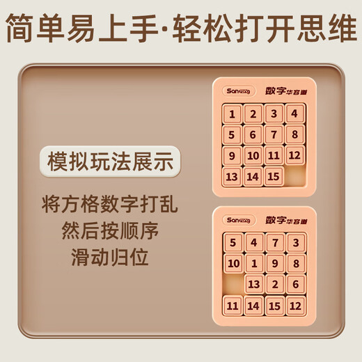 菲贝（feibei）儿童数字华容道4x4磁力版拼图早教益智智力玩具8-12岁儿童节礼物