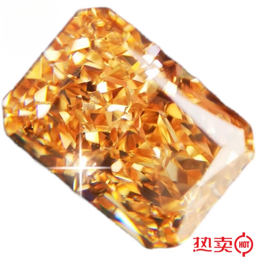 Chishe Radiant rectangular champagne gold high carbon diamond ring pendant bright red pure bare stone not inlaid 10X14mm Radiant 10X12mm