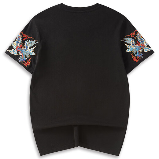 
Denon supreme short-sleeved T-shirt men and women fashion brand summer Chinese style bear embroidery loose national trend short-sleeved couple T-shirt 691 black L size (suitable for 116-136Jin [Jin equals 0.5 kg])