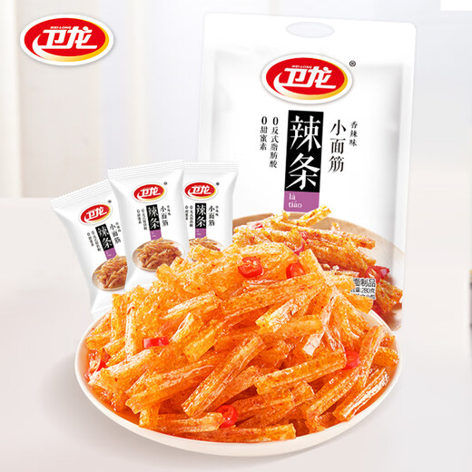 
Weilong spicy strips casual snacks big spicy slices small gluten Indian flying cake stinky dried children childhood gift pack 1480g about 60 packs