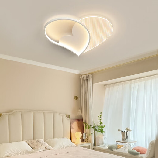 First Dream Master bedroom lamp warm and romantic wedding room love ceiling lamp simple modern cream style new room lamp YH829 wave white + full spectrum + 57CM + 36W three-color light change