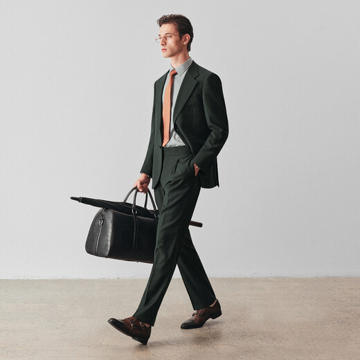 By Creations Light Business Purple Wool Suit Men's High-end Professional Formal Wear Groom's Dress Wedding Suit Dark Green 48